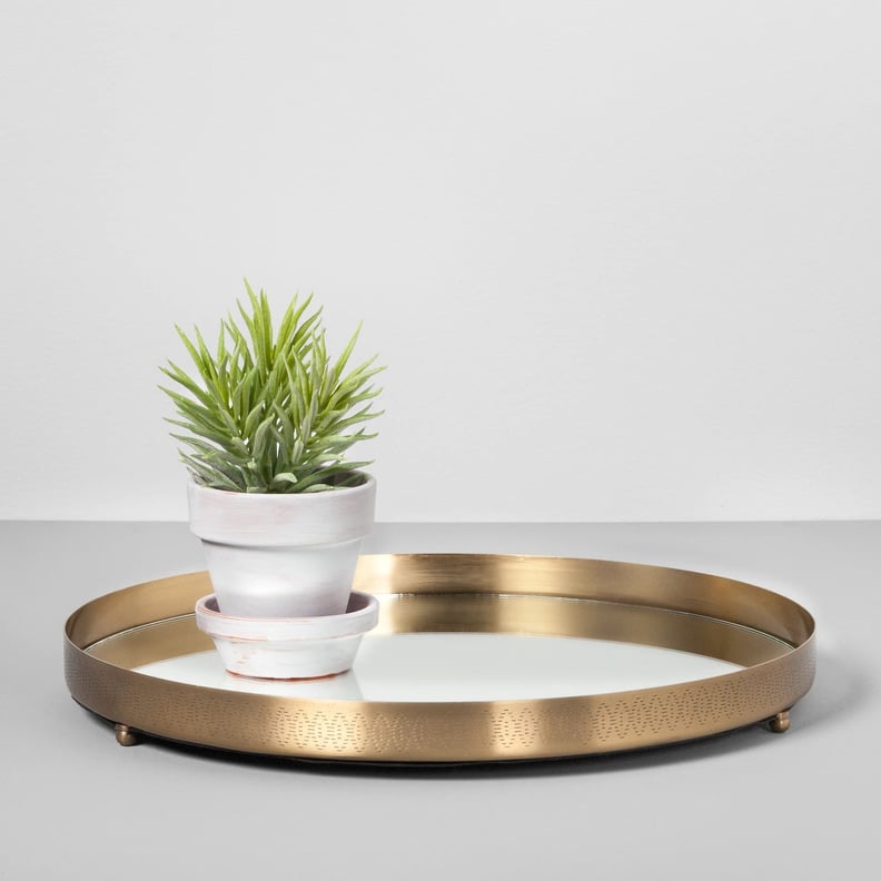 Round Mirrored Brass Tray