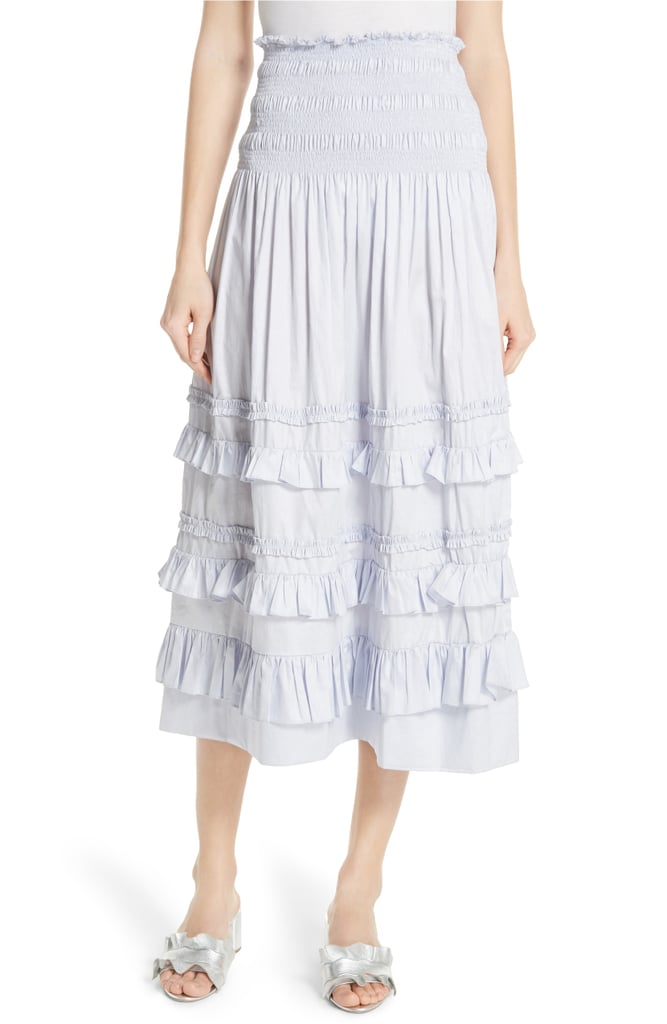 Rebecca Taylor Ruffle Trim Midi Skirt