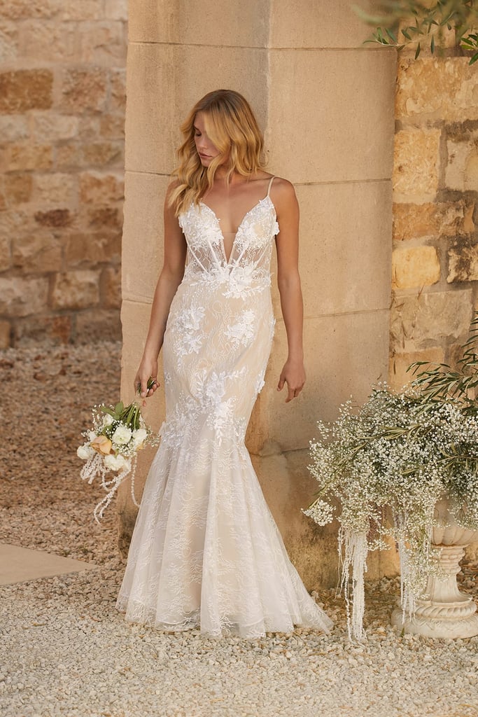 A Trumpet Wedding Dress: To Be Loved White Embroidered Lace Trumpet Maxi Dress