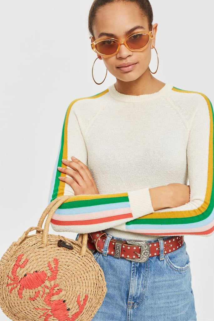 Topshop Crab Mini Round Straw Tote Bag