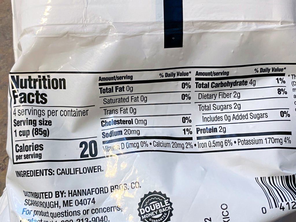 What's the Nutritional Information of Frozen Riced Cauliflower?