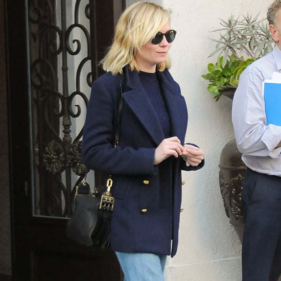 Kirsten Dunst Wearing Jeans and a Coat