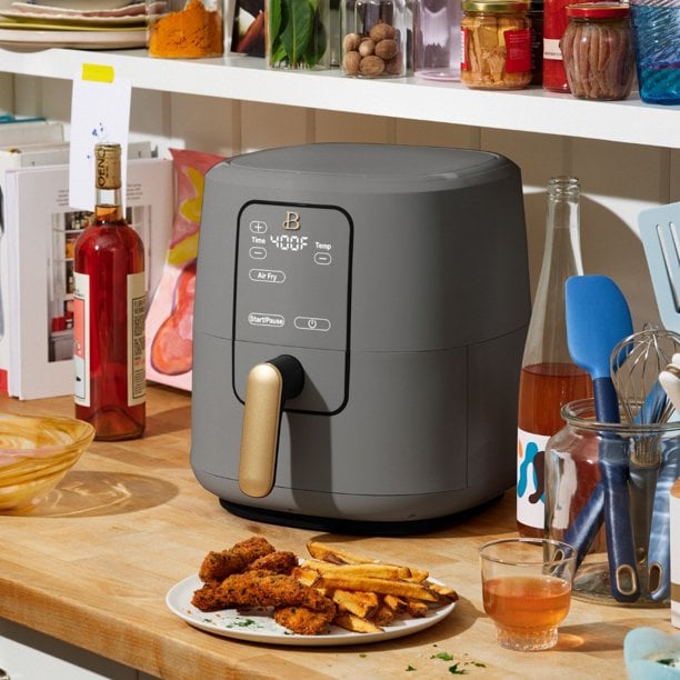 Beautiful 6 Quart Touchscreen Air Fryer, Oyster Gray by Drew Barrymore