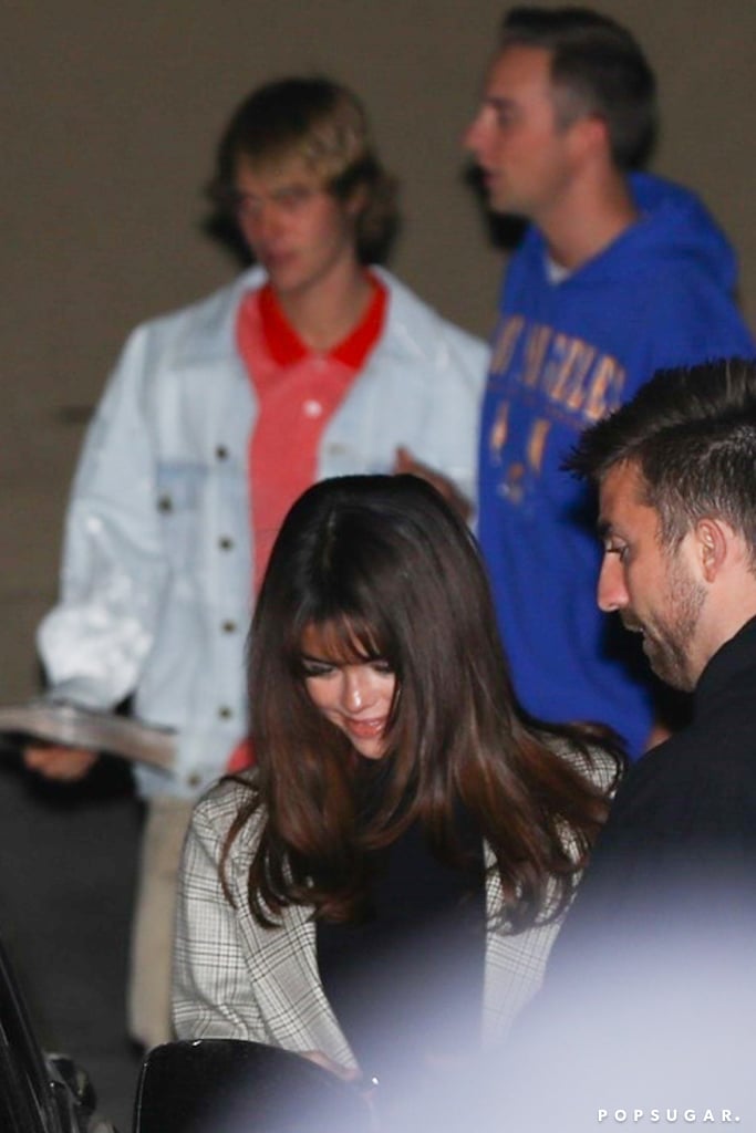 Selena Gomez Plaid Blazer on Valentine's Day 2018