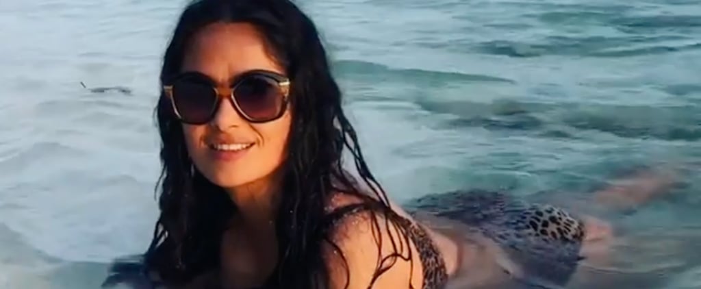 Salma Hayek Leopard Swimsuit January 2019