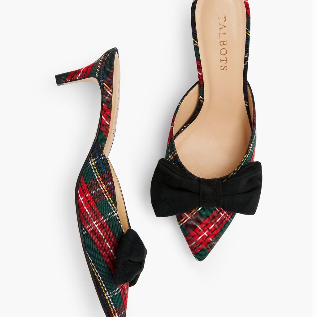 Talbots Erica Bow Mules in Plaid
