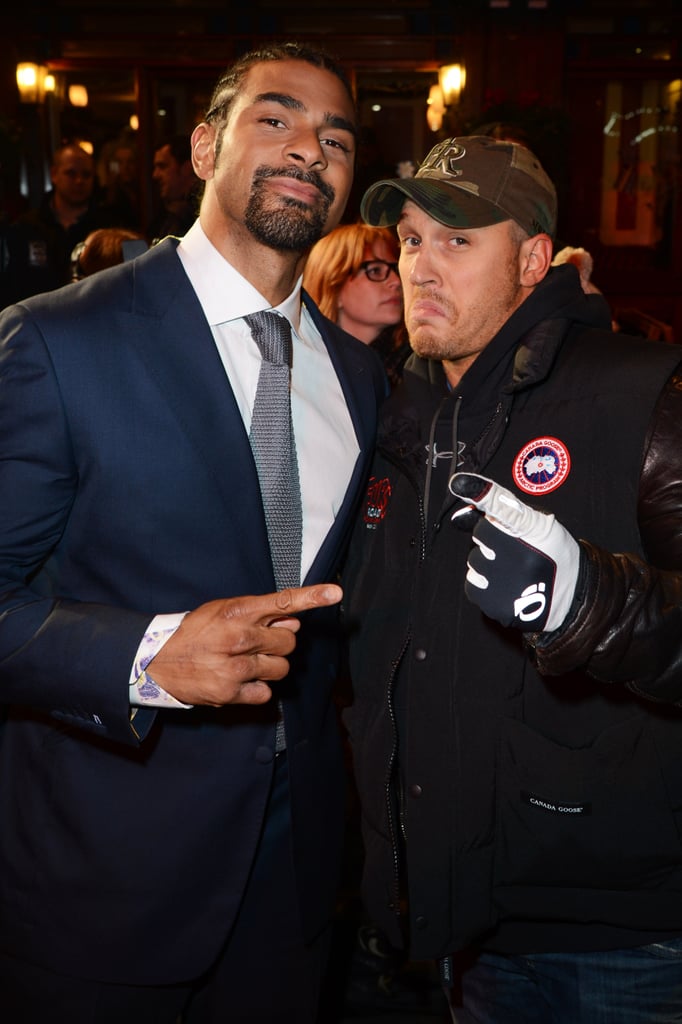 Looking tough with boxer David Haye at the Jack Reacher London premiere in 2012.