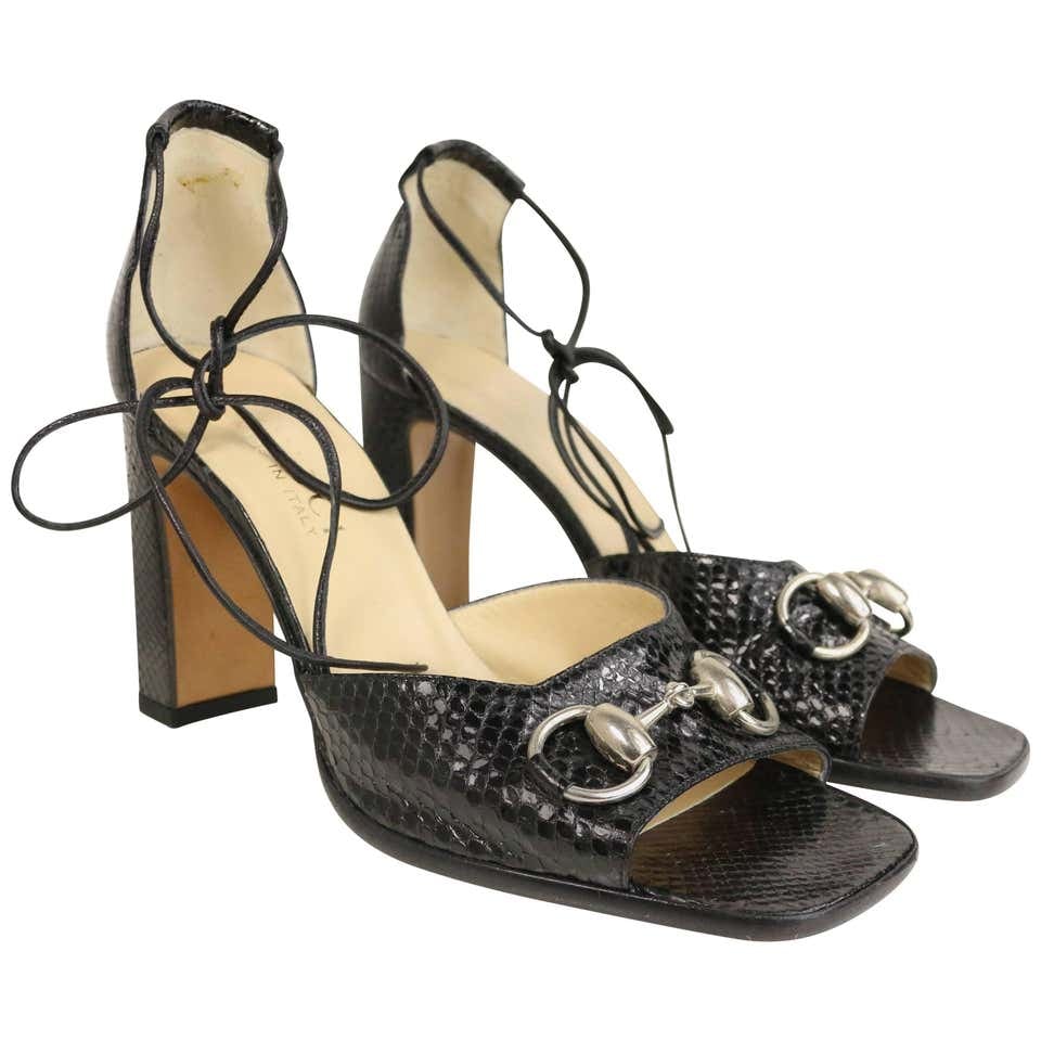 Gucci by Tom Ford Classic Black Python Open Toe Lace Up Sandals | Live Your  Best Gucci Life in These Vintage and Secondhand Bags, Shoes, Tees, and More  | POPSUGAR Fashion Photo 43