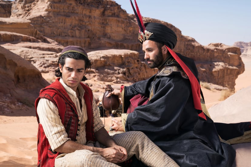 Mena Massoud is Aladdin and Marwan Kenzari is Jafar in Disney's live-action ALADDIN, directed by Guy Ritchie.