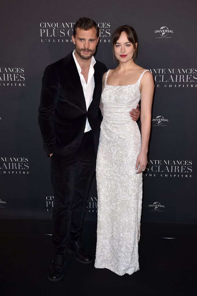 Dakota Johnson's White Dress at Fifty Shades Freed Premiere
