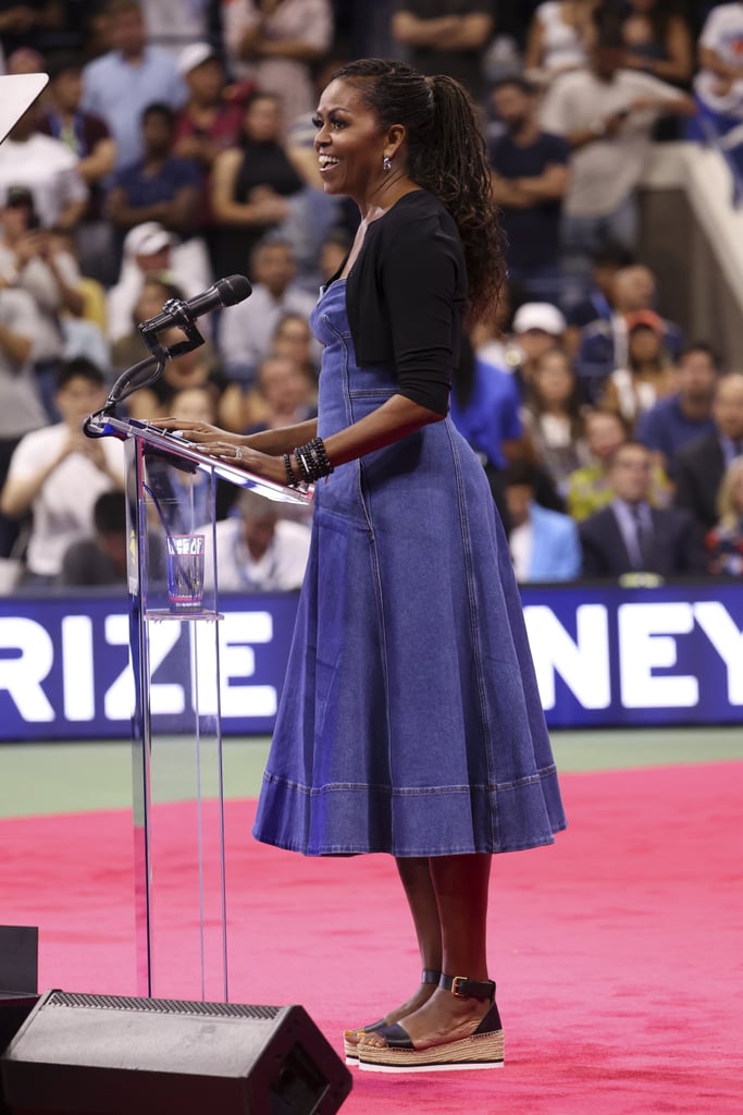 Michelle Obama's Denim Oscar de la Renta Dress at US Open