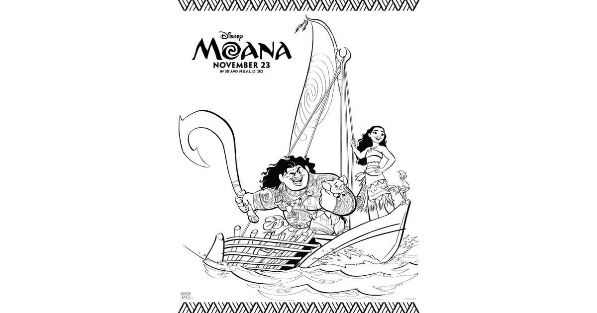 Moana and Maui Printable Coloring Sheet Disney39s