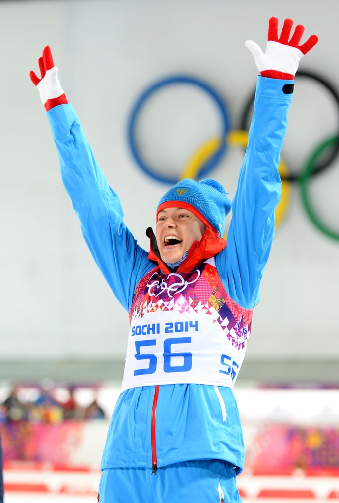 Olga Vilukhina of Russia was all smiles after winning the silver medal for the women's biathlon sprint.