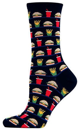 Hot Sox Hamburger and Fries Print Trouser Socks