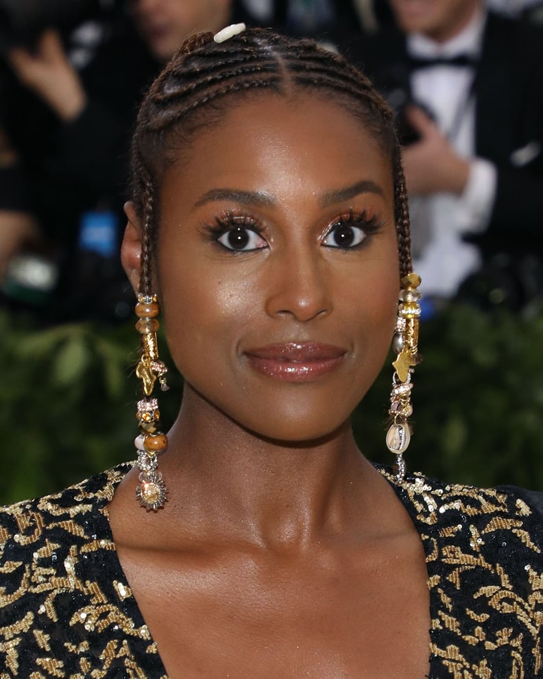 Issa Rae's Doll-Like Eyelashes and Beaded Cornrows