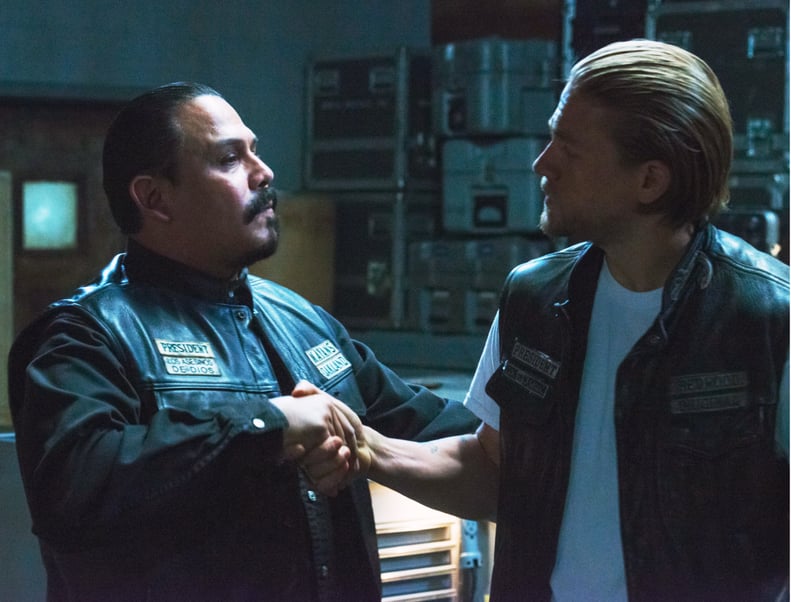SONS OF ANARCHY, l-r: Emilio Rivera, Charlie Hunnam in 'Suits of Woe' (Season 7, Episode 11, aired November 18, 2014). ph: Prashant Gupta/FX/courtesy Everett Collection
