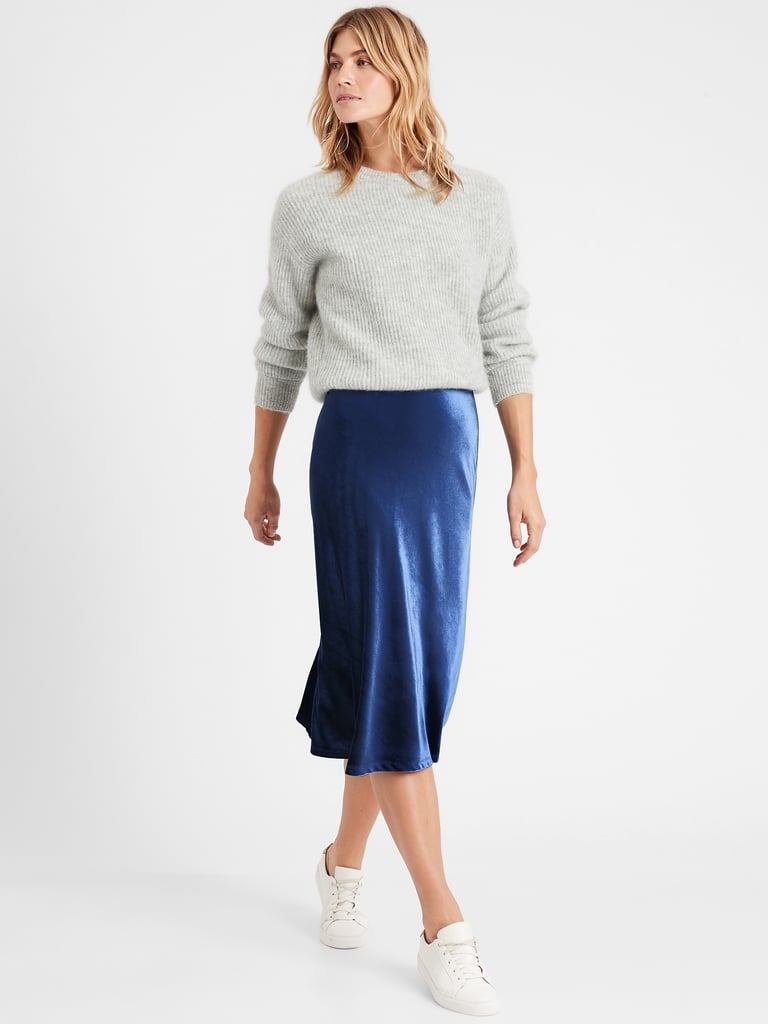 Banana Republic Velvet Bias-Cut Midi Skirt