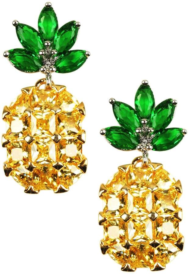 Eye Candy Los Angeles Pineapple Rhinestone Earrings