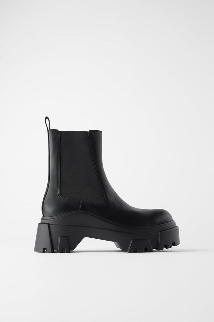 zara leather chelsea ankle boots