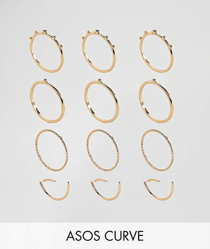 Asos Pack of 12 Ball and Faceted Rings