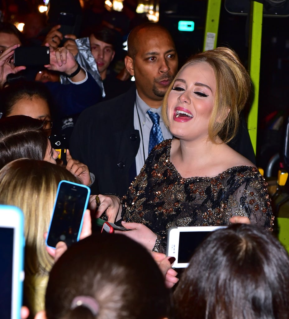 Adele glowed as she greeted fans after her performance at Radio City.