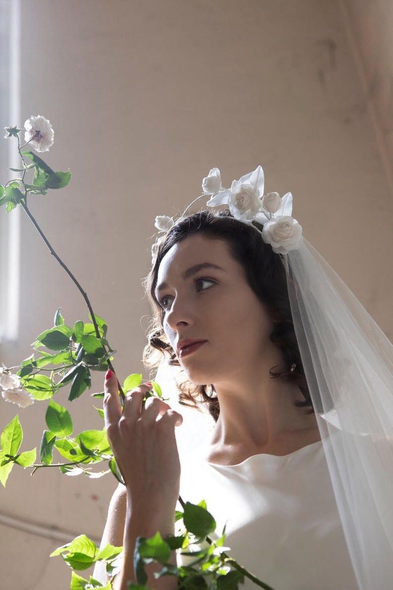 Floral Halo Crown Bridal Headpiece With Silk Roses