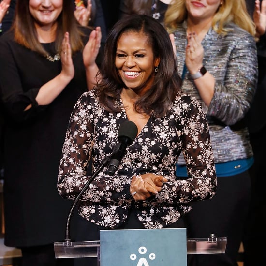 Michelle Obama Wearing Black Sheer Rodarte Blouse 2018