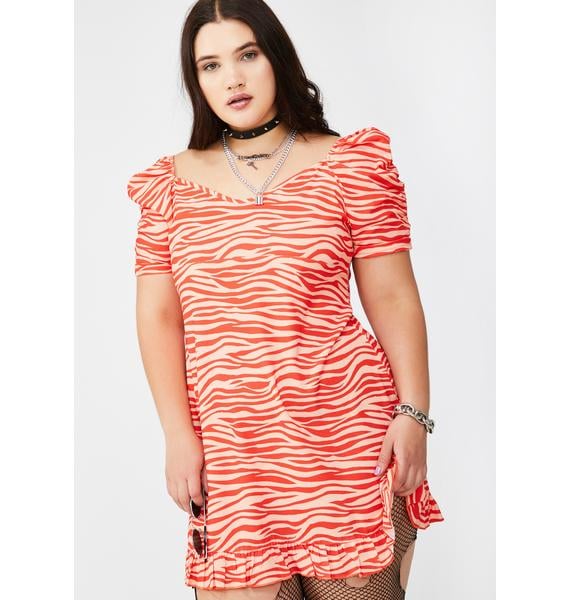 Dolls Kill Plus Zebra Puff Sleeve Mini Dress