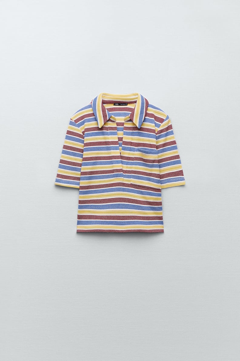 Zara Textured Rib Polo Shirt