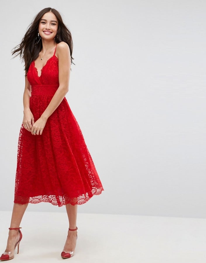 ASOS Lace Cami Midi Prom Dress | Sexy Red Dresses For All Sizes ...