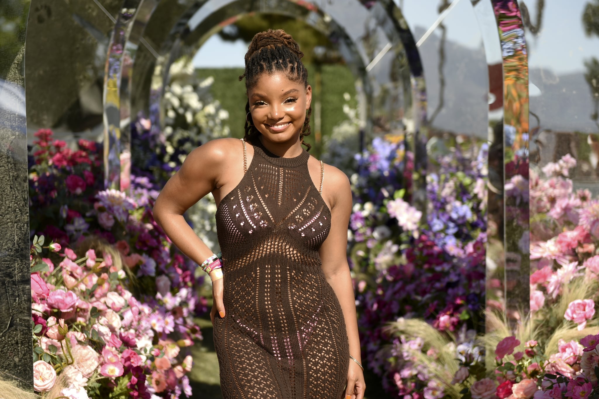 LA QUINTA, CALIFORNIA - APRIL 17: Halle Bailey attends the REVOLVE x The h.wood Group Present REVOLVE FESTIVAL  at Merv Griffin Estate on April 17, 2022 in La Quinta, California. (Photo by Vivien Killilea/Getty Images for REVOLVE)