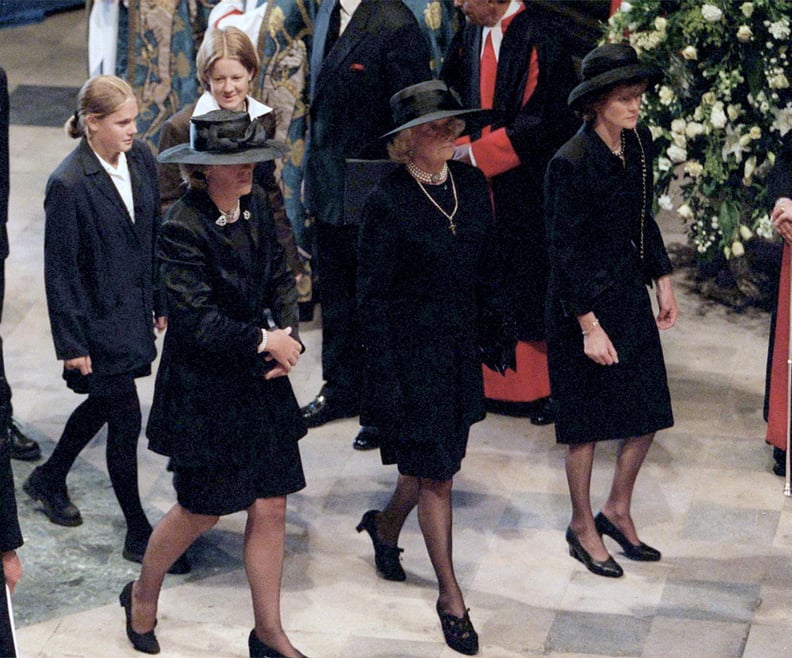 Lady Sarah McCorquodale (right) at Princess Diana's Funeral in 1997