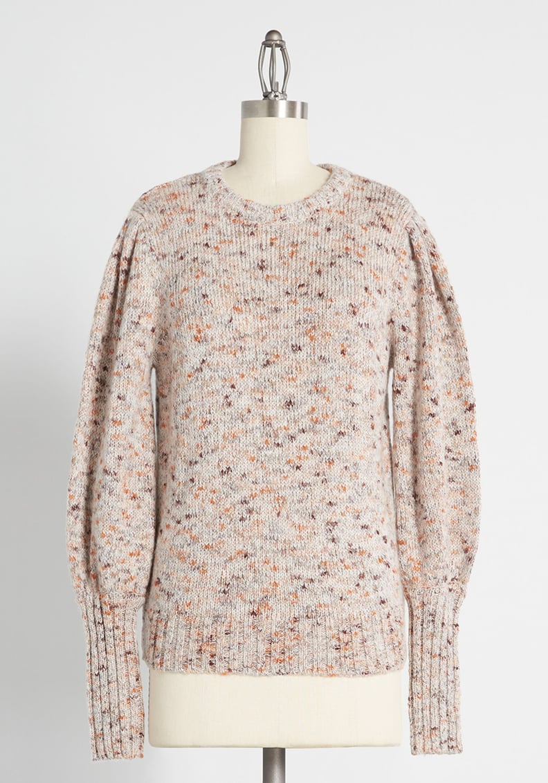 Speckled and Puffed Pullover Sweater
