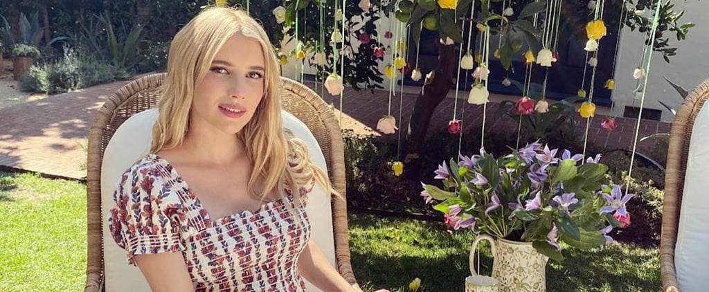 Emma Roberts Wears a Romantic Floral Nap Dress For Her Magical Garden Baby Shower