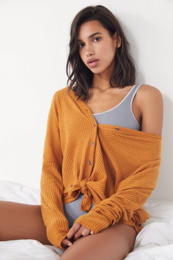 Oversized Thermal Button-Front Top