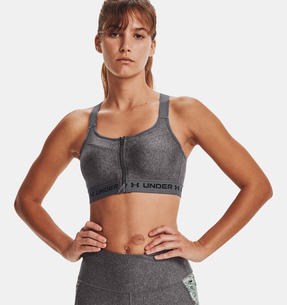 Armour High Crossback Zip Heather Sports Bra
