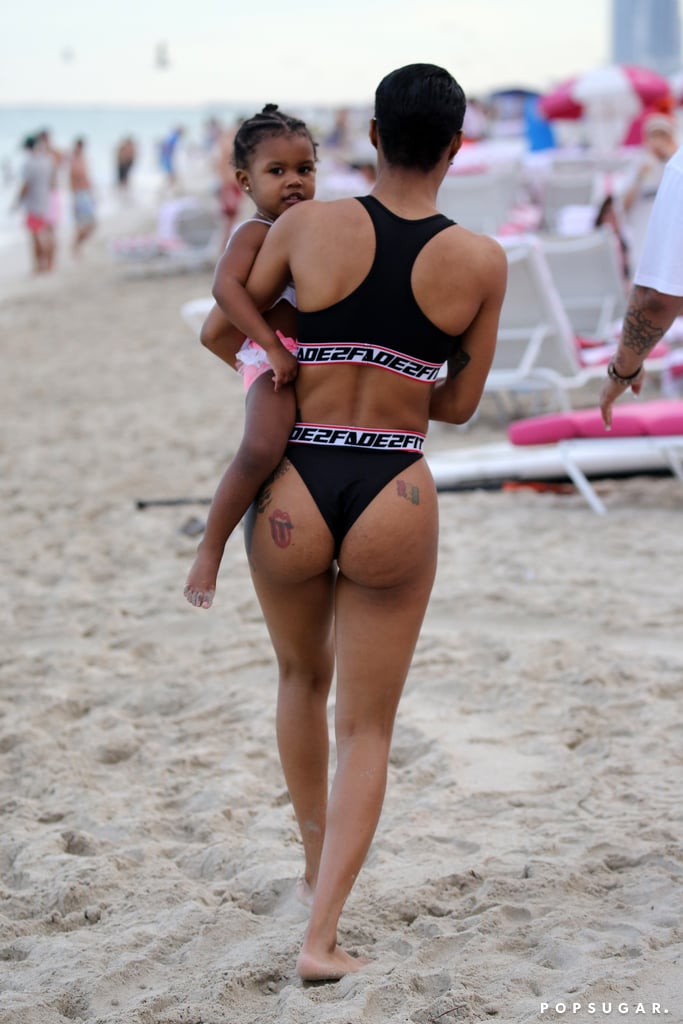 Teyana Taylor and Daughter Junie in Miami January 2018