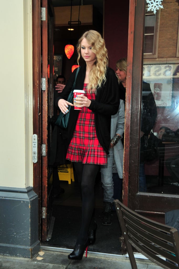 Another classic fall piece to go with your black cardigan? A plaid dress.