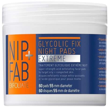 After I use the light mask, I finish the rest of my routine. I use these Nip+Fab Glycolic Fix Extreme Pads ($15) as my nightly acid exfoliator. Glycolic acid is an AHA, which helps gently eliminate dead skin cells and absorb moisture. There are many different AHAs — glycolic, lactic, mandelic, etc. — but glycolic is the most readily available and works best on my skin. I encourage you to try different AHAs if you don't love glycolic!