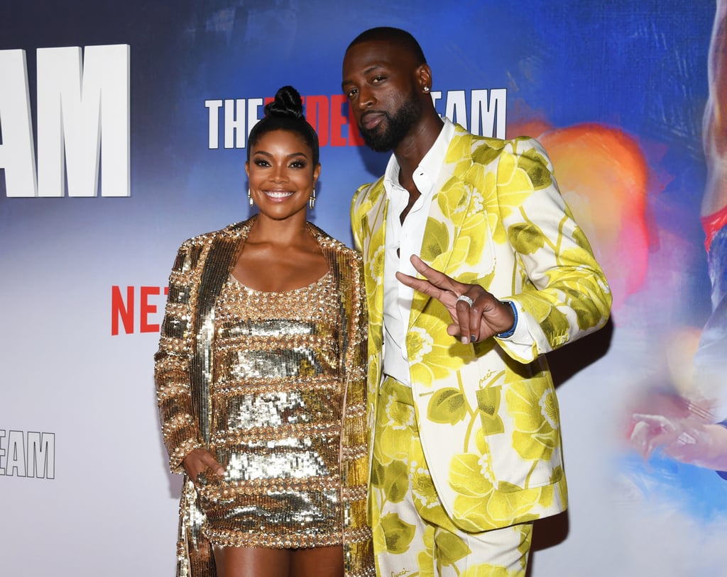 Gabrielle Union and Dwyane Wade Coordinate in Gold Outfits