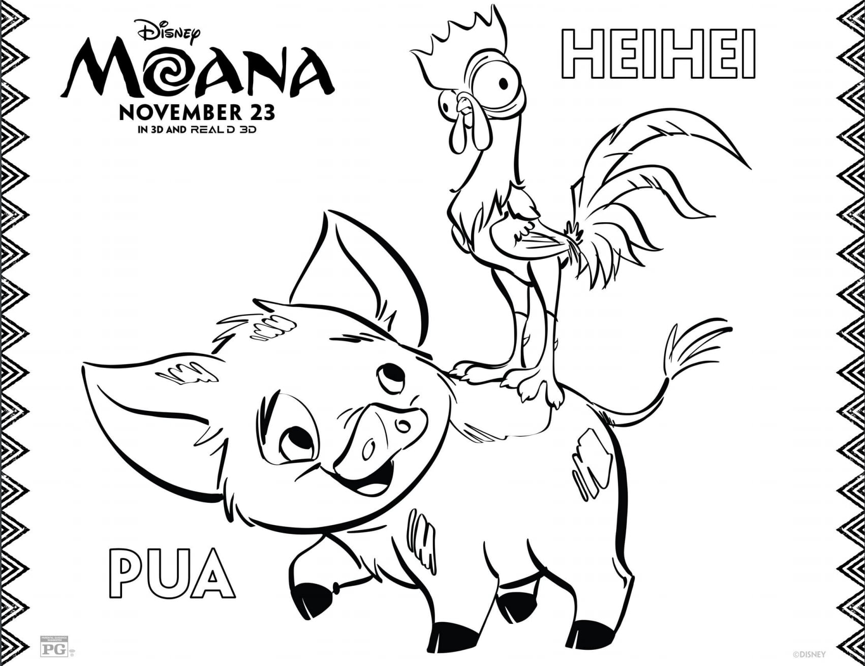 Pua And Heihei Printable Moana Coloring Sheet Bring A Little Bit Of Disney Magic To Playtime With These Printable Moana Coloring Pages Popsugar Family Photo 5