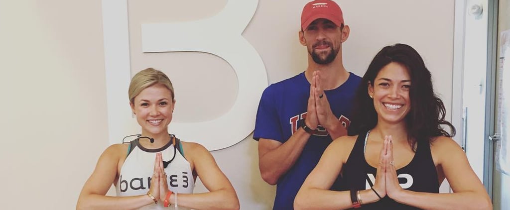 Michael Phelps and Nicole Johnson at a Barre Class