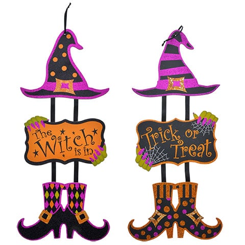 Halloween Dangling Witch Wall Signs