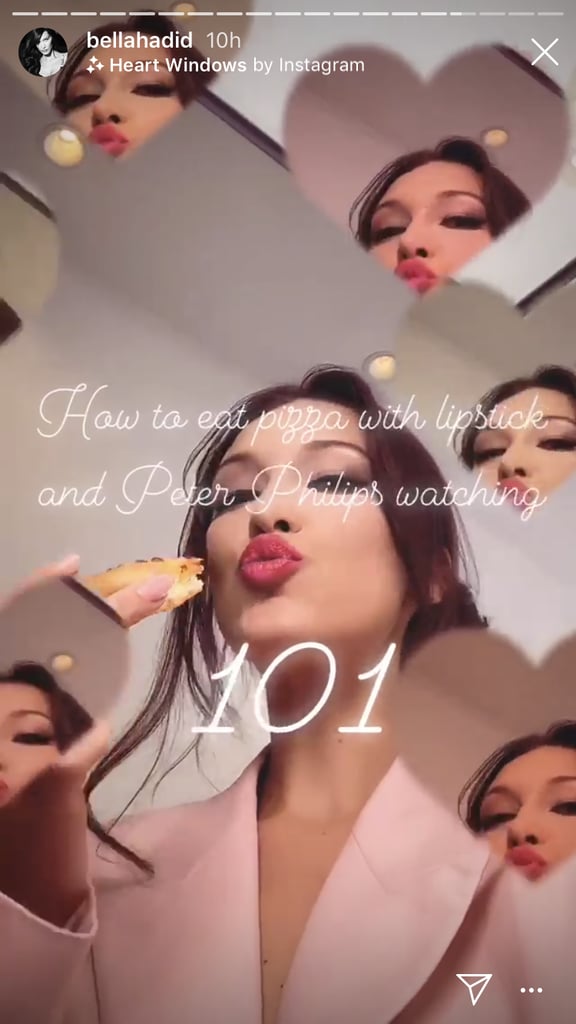 Bella Hadid Eats Pizza in Lipstick POPSUGAR Beauty UK