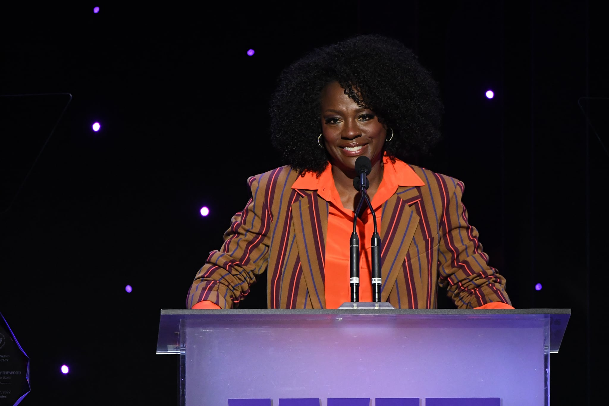 BEVERLY HILLS, CALIFORNIA - OCTOBER 27: Viola Davis speaks onstage during 2022 WIF Honours at The Beverly Hilton on October 27, 2022 in Beverly Hills, California. (Photo by JC Olivera/Getty Images)