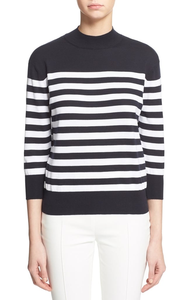 Eleventy Stripe Cotton Three Quarter Sleeve Turtleneck ($265)