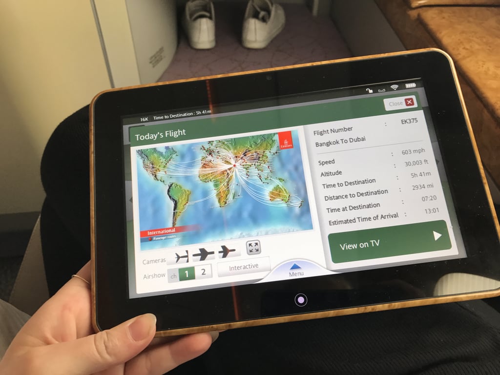 Each seat offers touch screen technology. | Emirates Business-Class