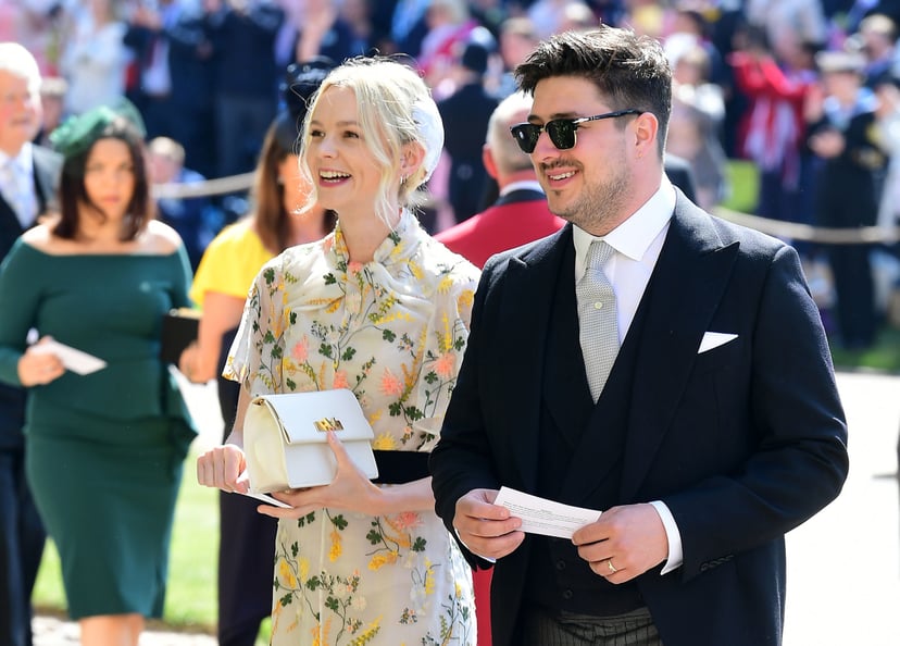 British musician Marcus Mumford and British actor Carey Mulligan arrive for the wedding ceremony of Britain's Prince Harry, Duke of Sussex and US actress Meghan Markle at St George's Chapel, Windsor Castle, in Windsor, on May 19, 2018. (Photo by Ian West 
