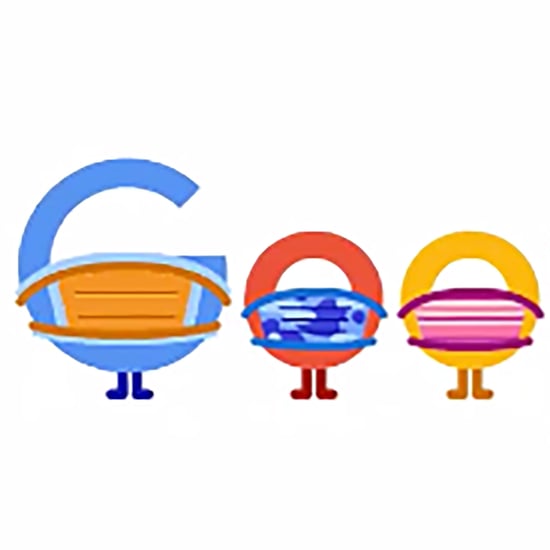 Google Doodle of Letters Wearing Masks and Social Distancing