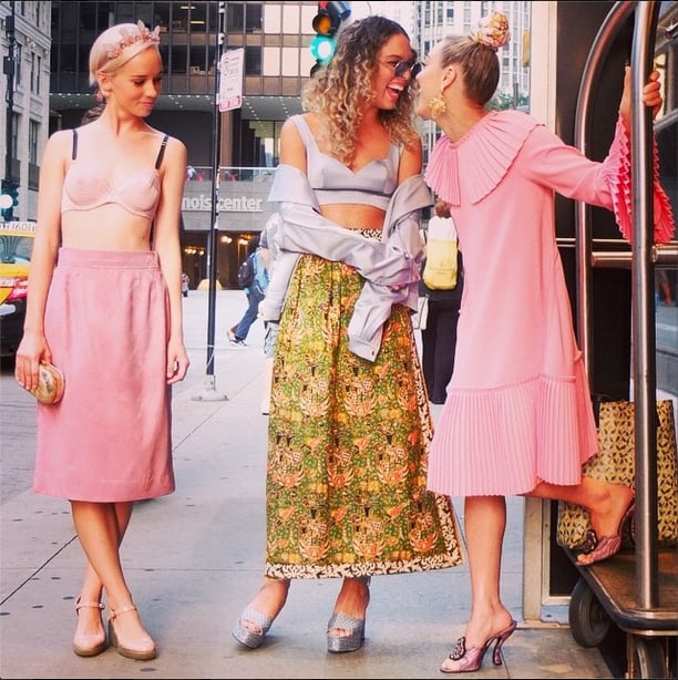 Margot, Cleo Wade, and Mia Moretti went ultragirlie in shades of pink and pastels while spending time in the city, pre-Lolla. 
Source: Instagram user globaliza